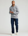 Heather Gray & Navy Waffle Hoodie 2-Pack worn by man standing.
