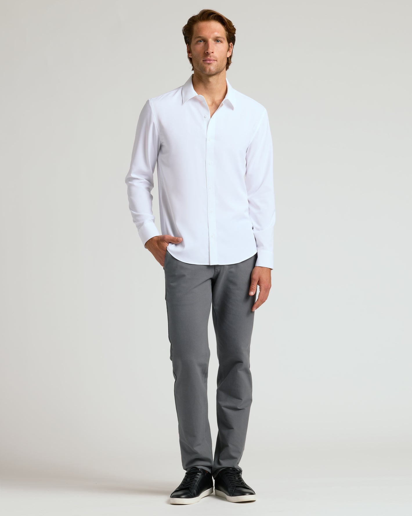 All White Long Sleeve Performance Dress Shirt 2-Pack