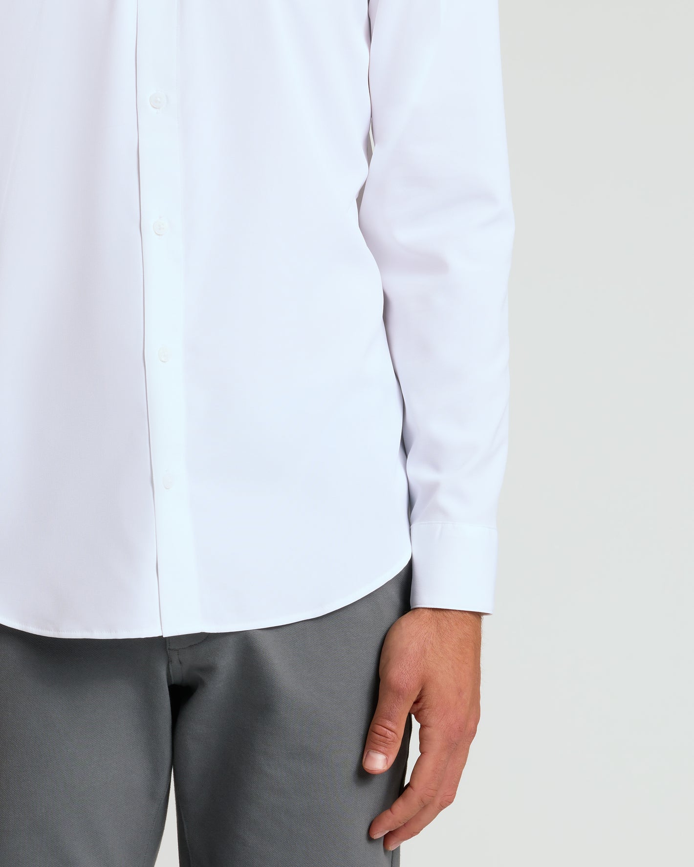 White Performance Long Sleeve Dress Shirt