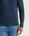 All Navy Long Sleeve Premium Pima Polo 3-Pack on model.