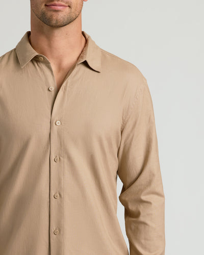 Linen Long Sleeve Shirt - Dusty Taupe
