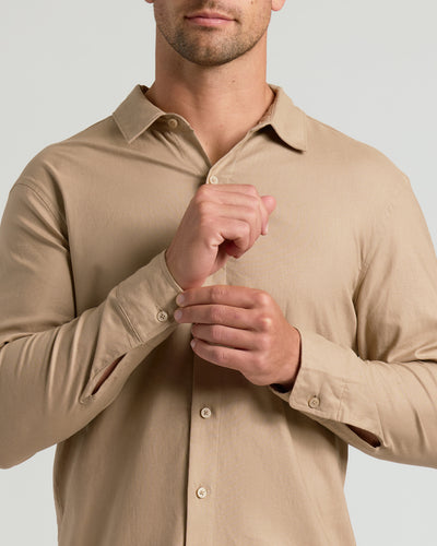 Linen Long Sleeve Shirt - Dusty Taupe