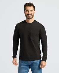 Black Heavyweight Long Sleeve Pocket Crew