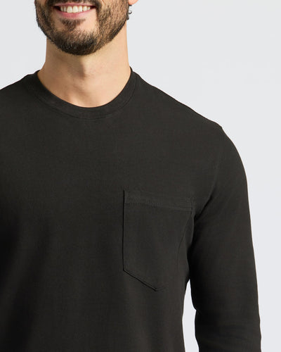 Black & Navy Heavyweight Long Sleeve Pocket Crew 4-Pack