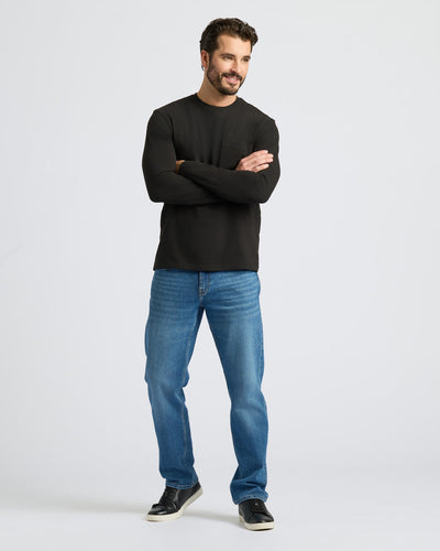 Black Heavyweight Long Sleeve Pocket Crew 2-PacK