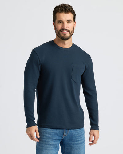 Heavyweight Long Sleeve Pocket Crew - Navy