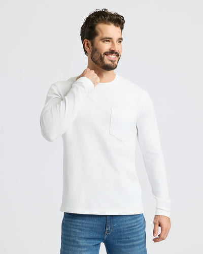 Heavyweight Long Sleeve Pocket Crew - White