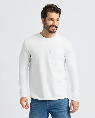 White Heavyweight Long Sleeve Pocket Crew 2-PacK