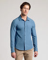 Man wearing Navy & Fiord Ripstop Long Sleeve Commuter Shirt.