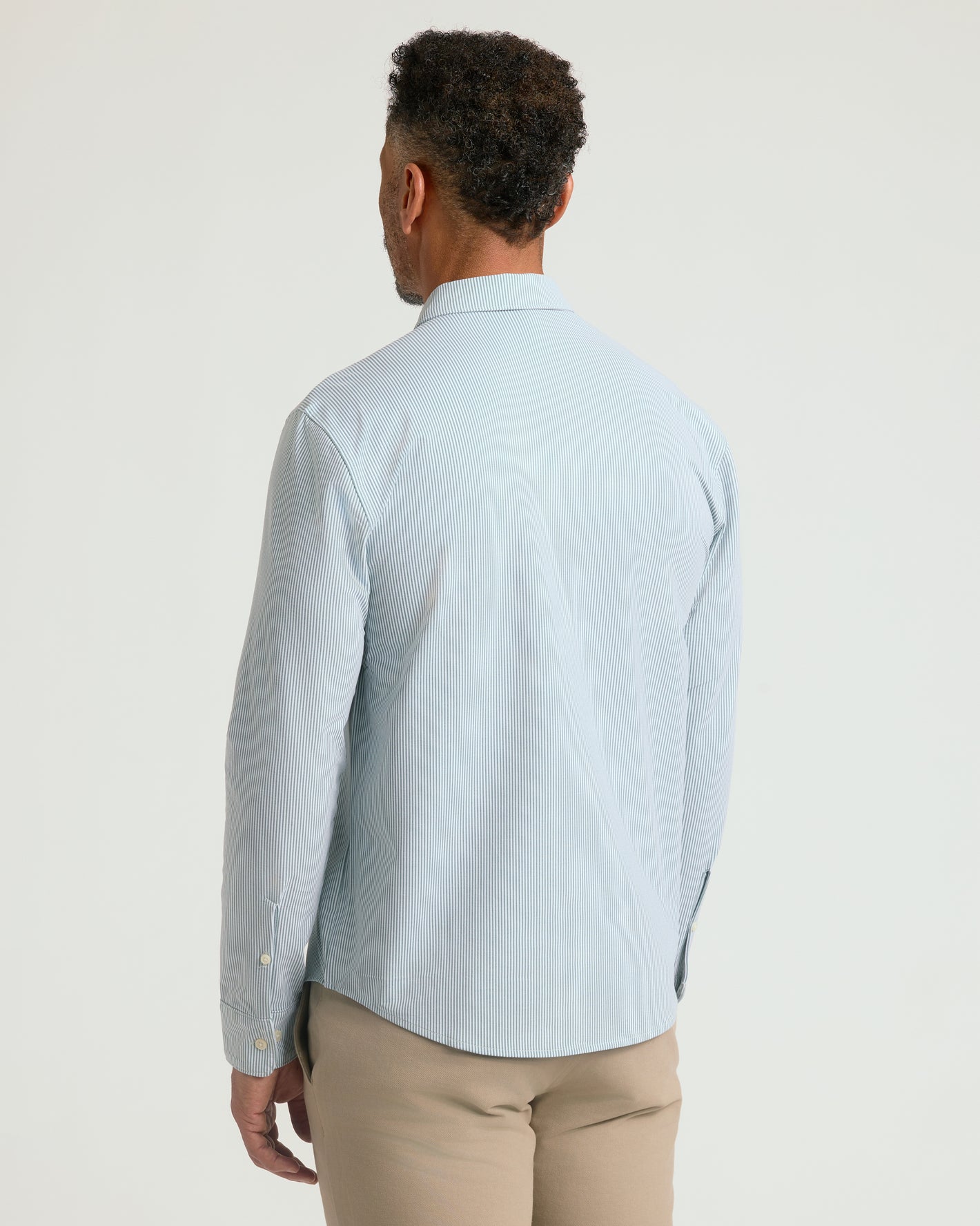 Juniper Stripe Classic Stretch Oxford 2.0 back view, showcasing fit and style.