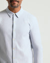 Man wearing Steel Stripe Stretch Oxford 2.0 shirt.