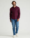 Man wearing Aubergine & Woodland Flannel Shirts 2-Pack, styled casually.