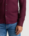 Aubergine Long Sleeve Flannel Shirt with button detailing and relaxed fit.