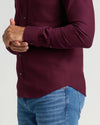 Aubergine Long Sleeve Flannel Shirt with black buttons and chest pocket.