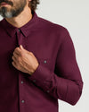 Aubergine Long Sleeve Flannel Shirt with buttoned chest pocket.