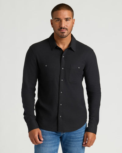 Long Sleeve Flannel Shirt - Black