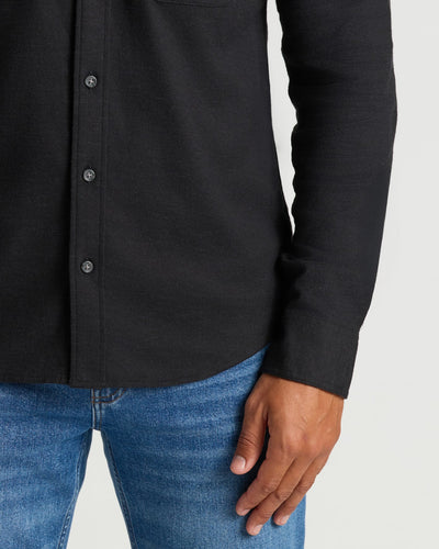 Long Sleeve Flannel Shirt - Black
