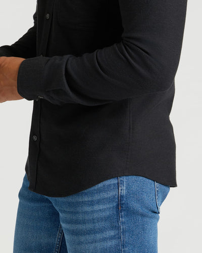 Long Sleeve Flannel Shirt - Black