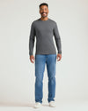 Carbon Premium Pima Long Sleeve Crew on man, fitted and stylish.
