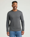 Man wearing Black & Carbon Premium Pima Long Sleeve Crew T-shirt.