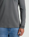 Black & Carbon Premium Pima Long Sleeve Crew 2-Pack, showcasing slate-gray shirt fit.