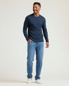 Navy & Grove Premium Pima Long Sleeve Crew showcased with casual styling.