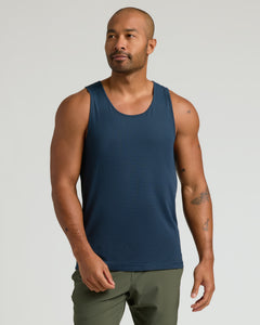 True ClassicAdult man in All Navy Active Mesh Tank, showcasing athletic fit.