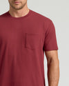 Claret Pocket Crew Tee with chest patch pocket, athletic cut.