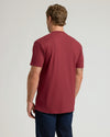 Back view of Claret Pocket Crew Tee on man, revealing fit.