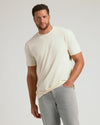 Alabaster Tall Straight Hem Crew Neck T-Shirt worn by a man.