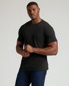 Man wearing True Classic Men's Tall Straight Hem Crew Neck T-Shirt.