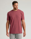 Dark Heather Claret Tall Straight Hem Crew Neck T-Shirt on male model.