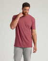 Man in Dark Heather Claret Tall Straight Hem Crew Neck T-Shirt.