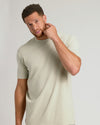 Man wearing Dark Heather Graystone Tall Straight Hem Crew Neck T-Shirt.