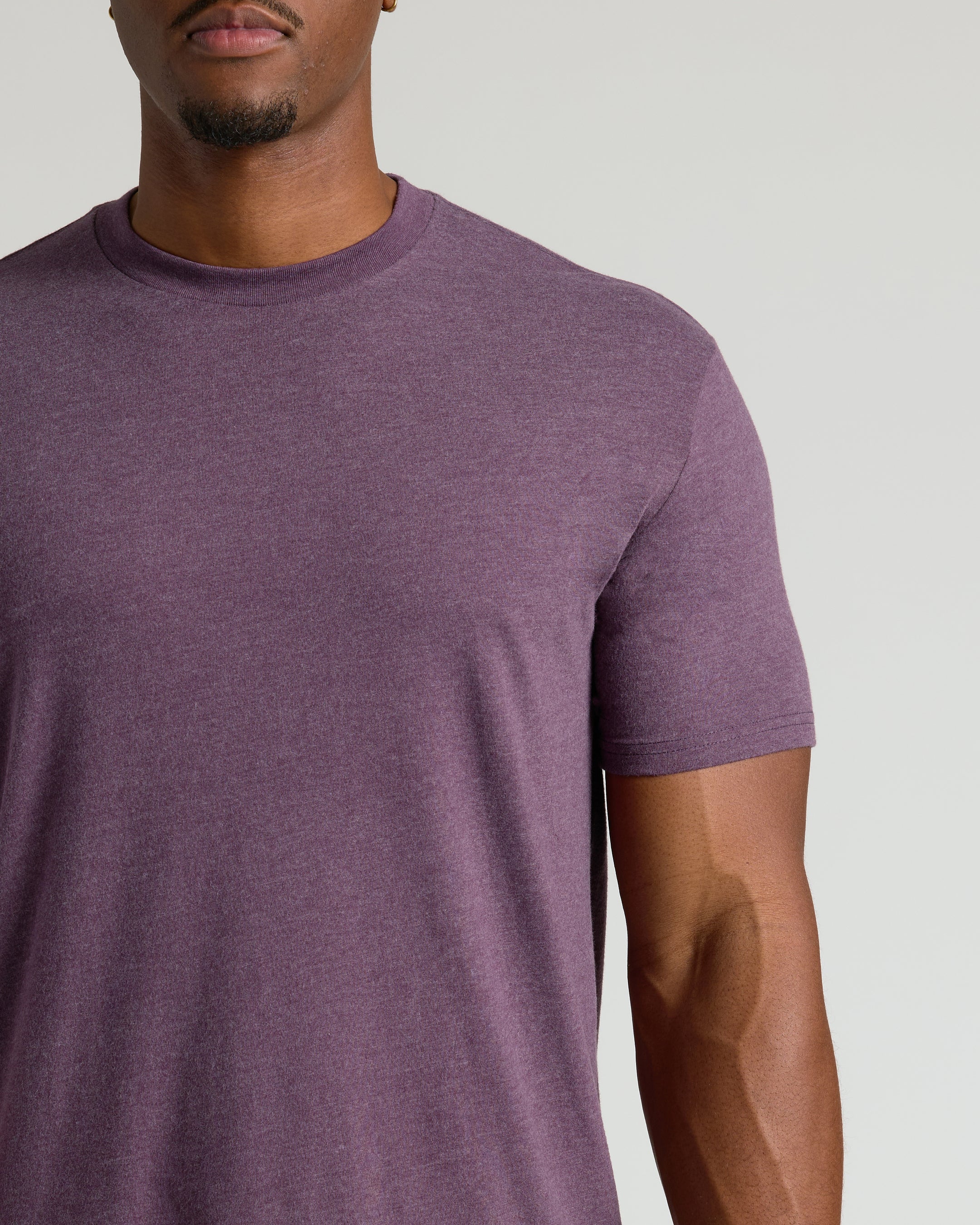 Dark Heather Plum Tall Straight Hem Crew Neck T-Shirt | Dark