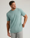 Heather Balsam Tall Straight Hem Crew Neck T-Shirt on a man.