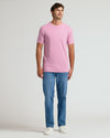Heather Mauve Tall Straight Hem Crew Neck T-Shirt on male model.