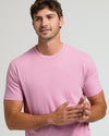 Young man in Heather Mauve Tall Straight Hem Crew Neck T-Shirt.