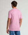 Heather Mauve Tall Straight Hem Crew Neck T-Shirt, back view, worn with jeans.