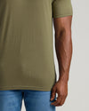 Langes T-Shirt mit Rundhalsausschnitt und geradem Saum in Heather Militärgrün