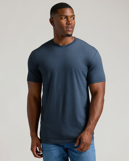 Heather Navy Heather Navy Tall Straight Hem Crew Neck T-Shirt