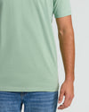 Heather Slate Green Tall Straight Hem Crew Neck T Shirt with jeans.
