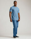 Indigo Tall Straight Hem Crew Neck T-Shirt worn by a relaxed man.