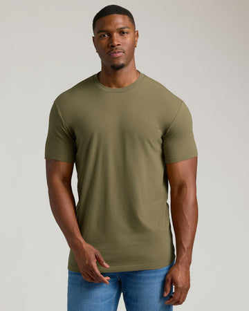 Military Tall Straight Hem Crew Neck T Shirt