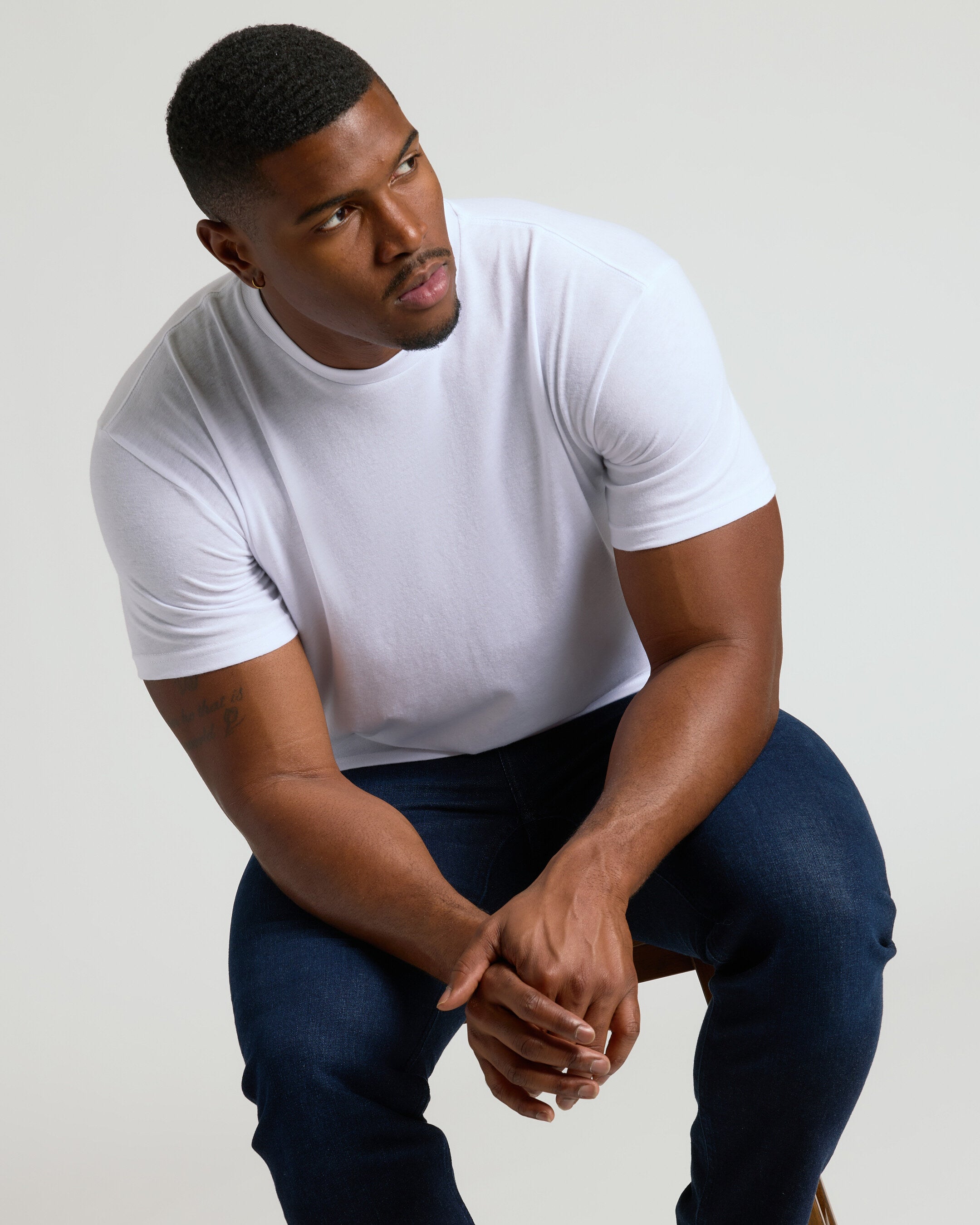 White Tall Straight Hem Crew Neck T-Shirt | White Tall Straight