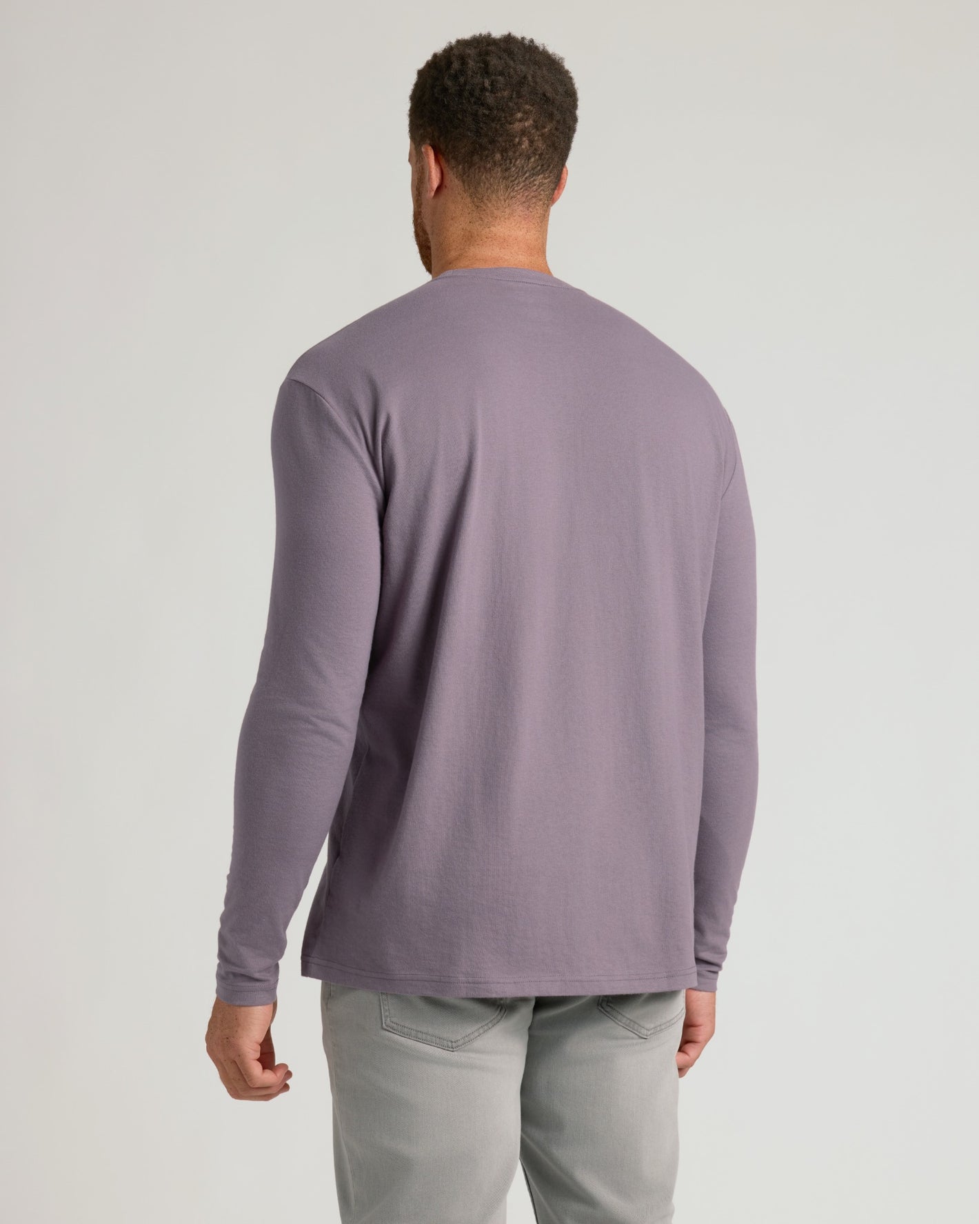 Seasonal Tall Classic Long Sleeve Crew 3-Pack, back view on model.