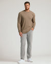 Man in Dark Heather Sagewood Tall Long Sleeve T-Shirt, casual pose.