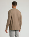 Dark Heather Sagewood Tall Long Sleeve T-Shirt on man, back view.