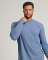 Man in Dark Heather Vintage Navy Tall Long Sleeve T-Shirt.