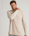 Tall man in beige Seasonal Tall Classic Long Sleeve Crew shirt.